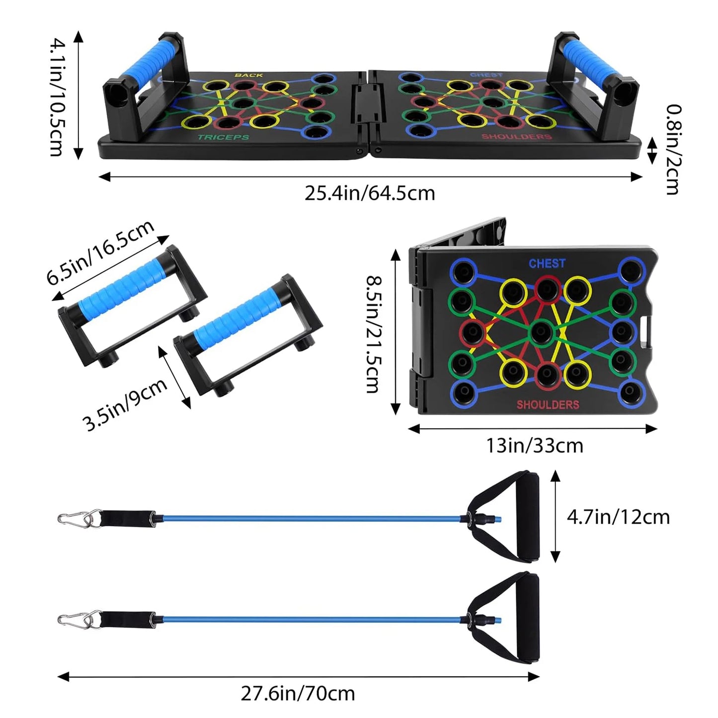 24-in-1 Push Up Board with Resistance Bands – Full Body Home Workout System