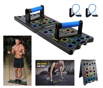 24-in-1 Push Up Board with Resistance Bands – Full Body Home Workout System