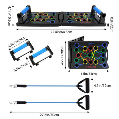 24-in-1 Push Up Board with Resistance Bands – Full Body Home Workout System