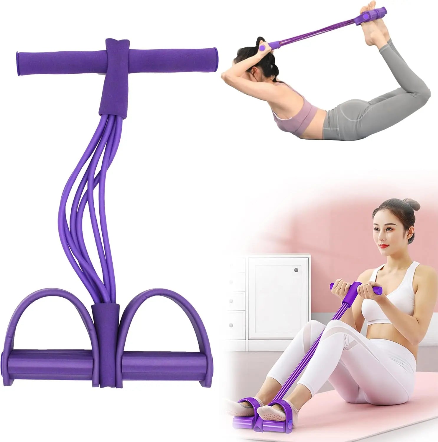 6-Tube Pedal Resistance Bands – Full Body Home Workout Trainer – My Store