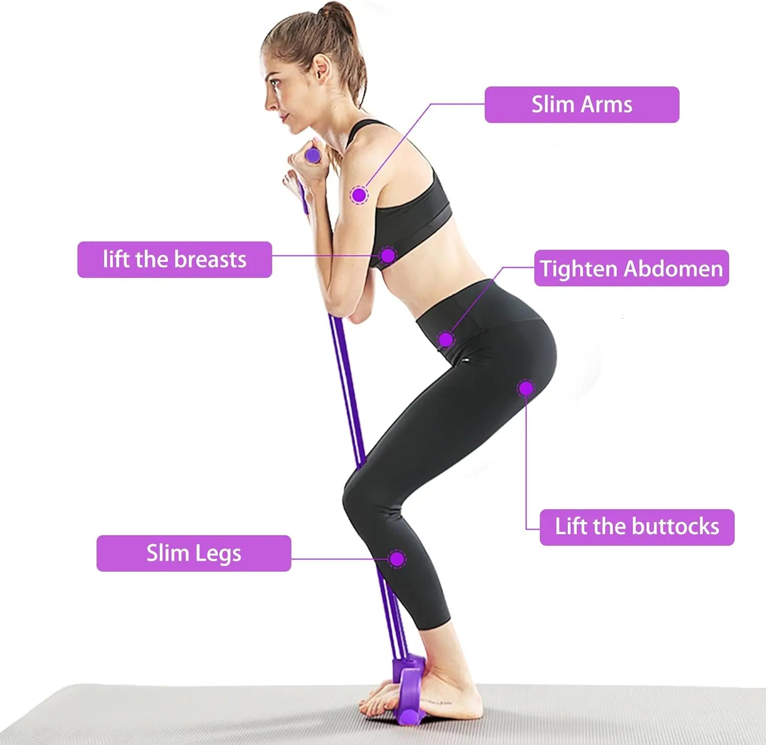 6-Tube Pedal Resistance Bands – Full Body Home Workout Trainer