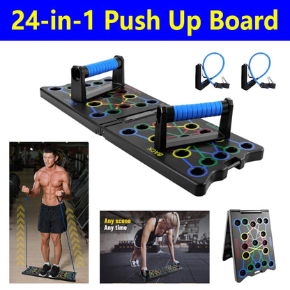 24-in-1 Push Up Board with Resistance Bands – Full Body Home Workout System